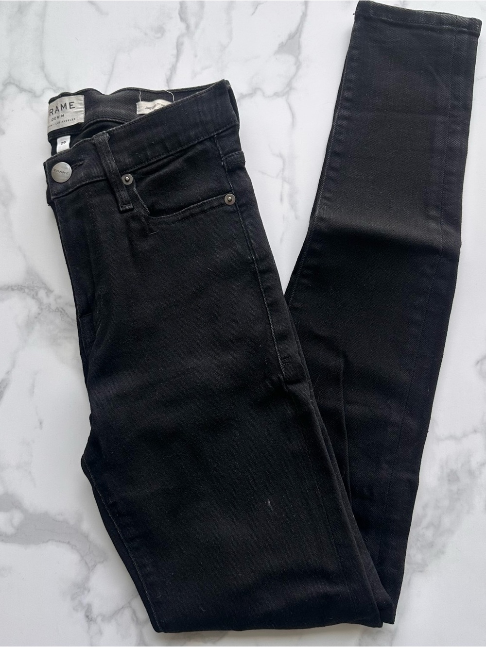 Frame Denim Black Skinny Jeans - High-Rise Slim Fit